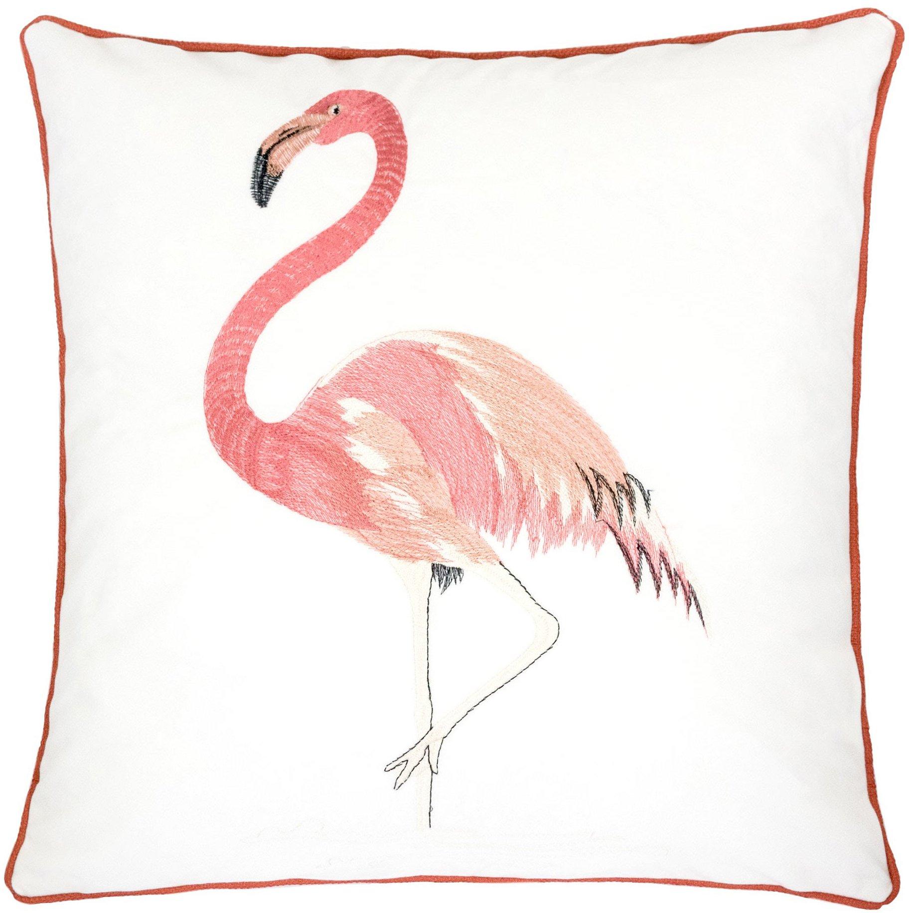Homey Cozy Embroidered Velvet Flamingo Decorative Pillow
