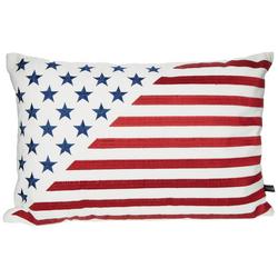 Embroidered Velvet American Flag Decorative Pillow