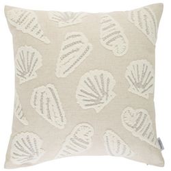 Homey Cozy Embroidered Tufted Shells Decorative Pillow