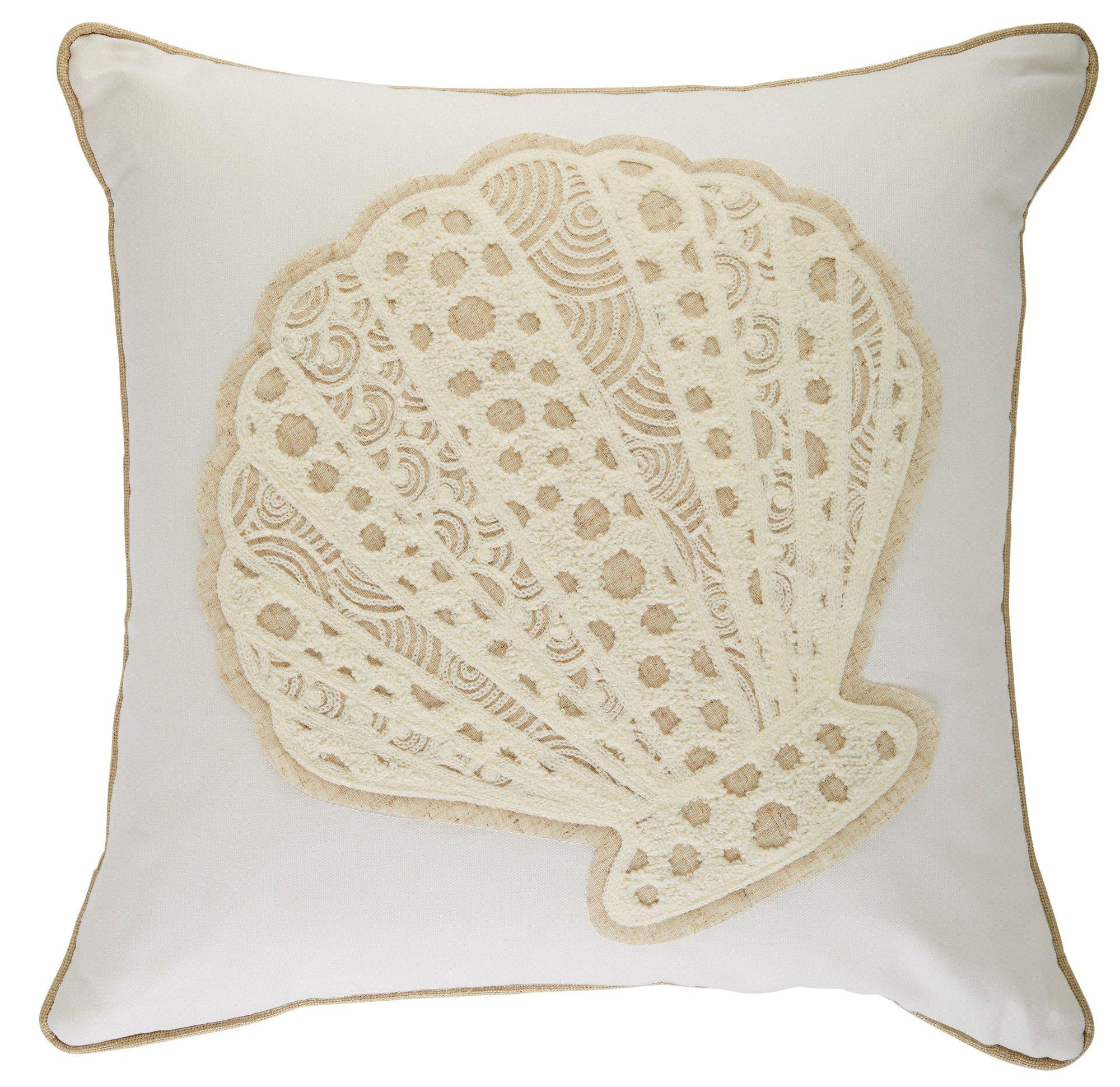 20x20 Fan Shell Applique Decorative Pillow
