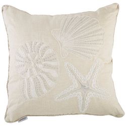 Homey Cozy 20x20 Starfish Shell Applique Decorative Pillow