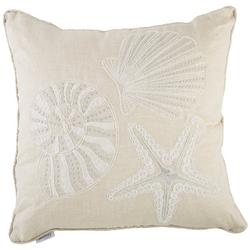 20x20 Starfish Shell Applique Decorative Pillow