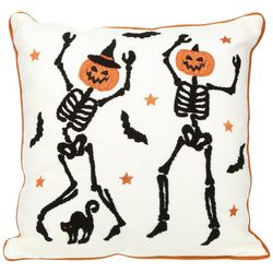 18x18 Dancing Pumpkin Head Skeletons Decorative Pillow