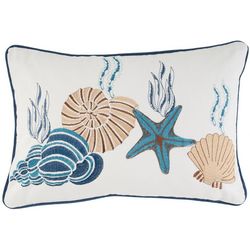 Homey Cozy Starfish & Shell Embroidered Decorative Pillow