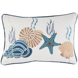 Starfish & Shell Embroidered Decorative Pillow
