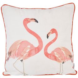 Homey Cozy 20x20 Embroidered Flamingos Decorative Pillow