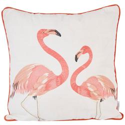 20x20 Embroidered Flamingos Decorative Pillow