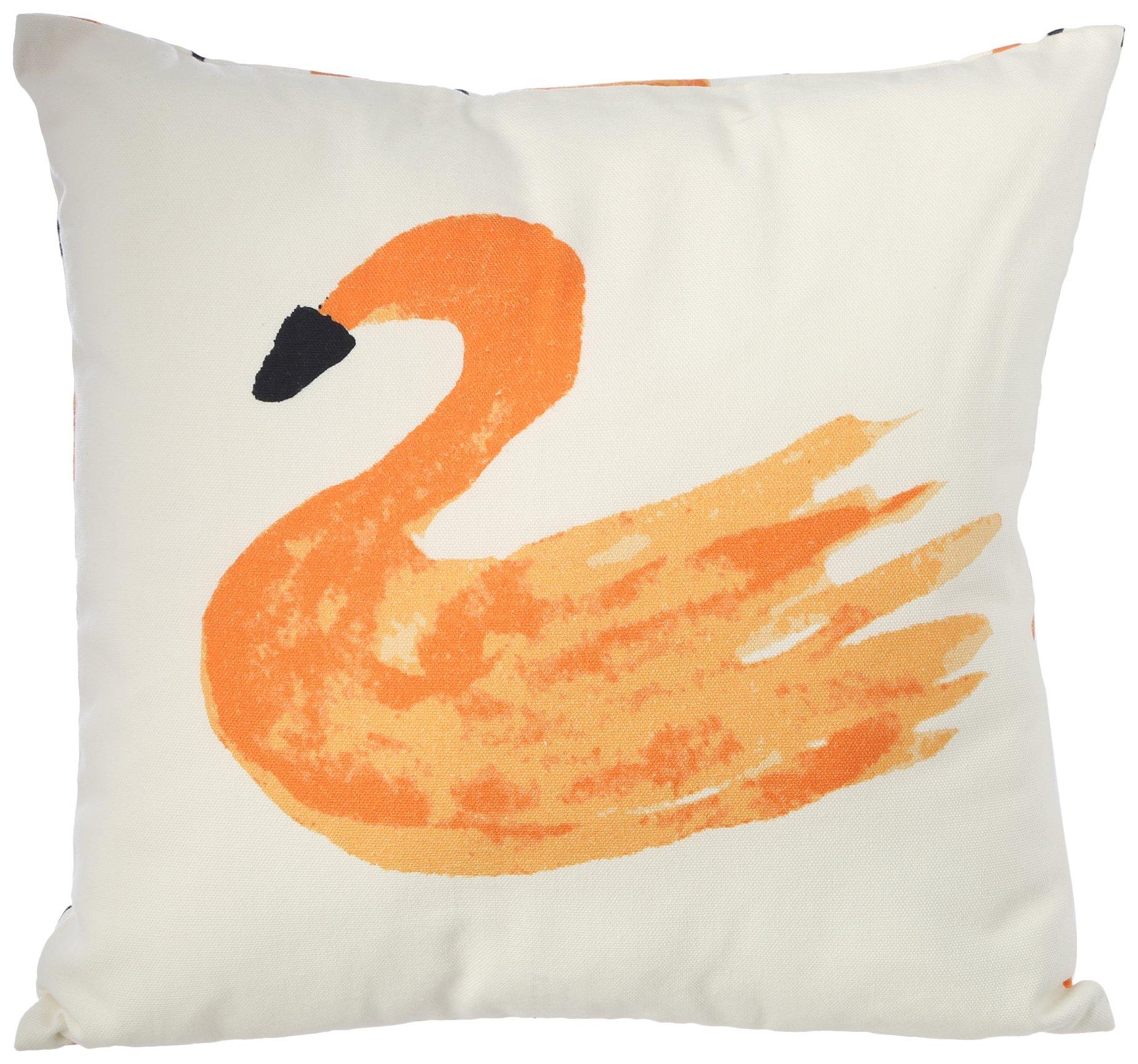 Peking Handicraft 16x16 Swan Pattern Decorative Pillow