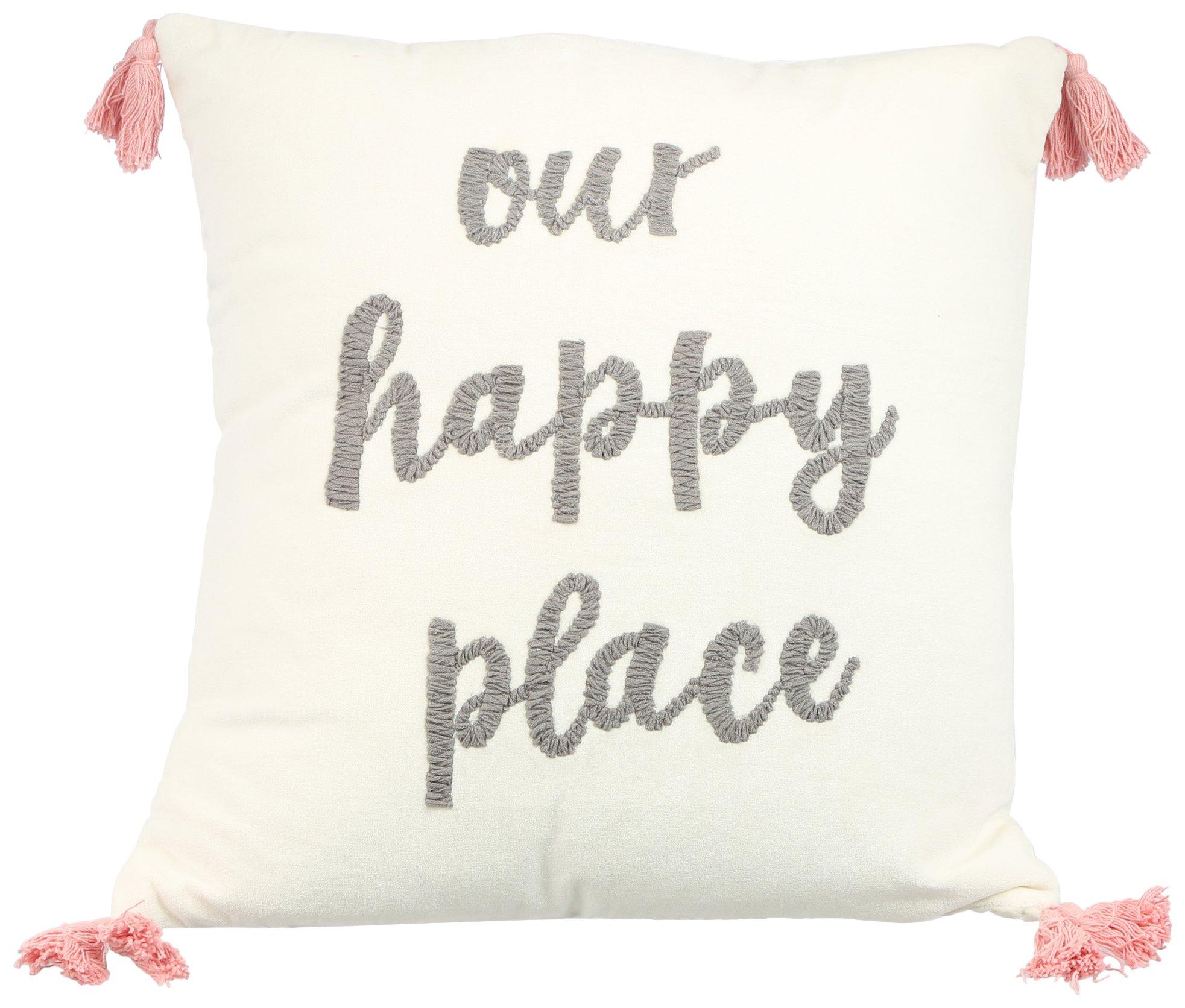 18x18 Our Happy Place Decorative Pillow