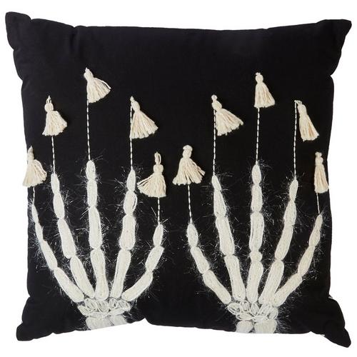 Brighten The Season 18x18 Skeleton Hands Decorative Pillow