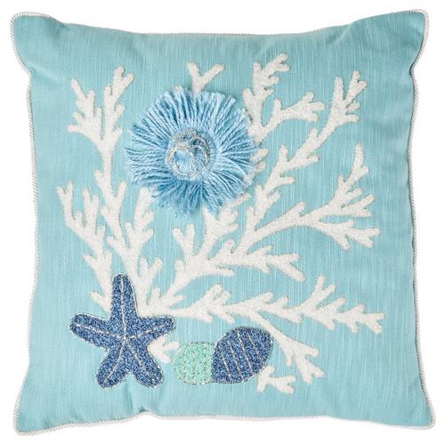 Coastal Home 18x18 Embroidered Coastal Decorative Pillow