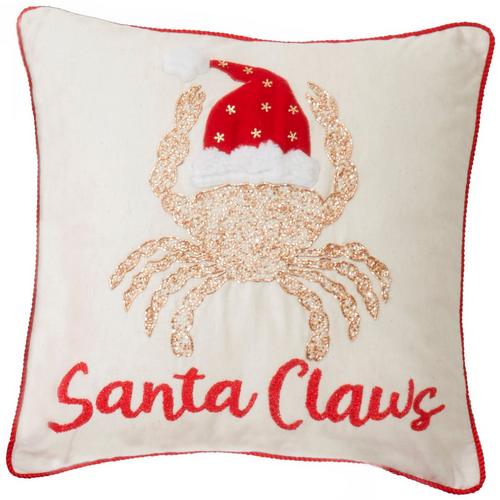 Brighten the Season Santa Claws Crab Decorative Pillow
