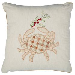 18x18 Beaded Christmas Crab Decorative Pillow
