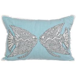 Kissing Fish Beaded Decorative Pillow