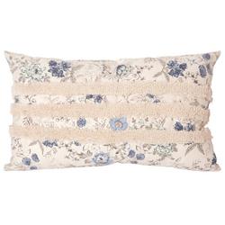 Tufted Stripe Floral Decorative Pillow