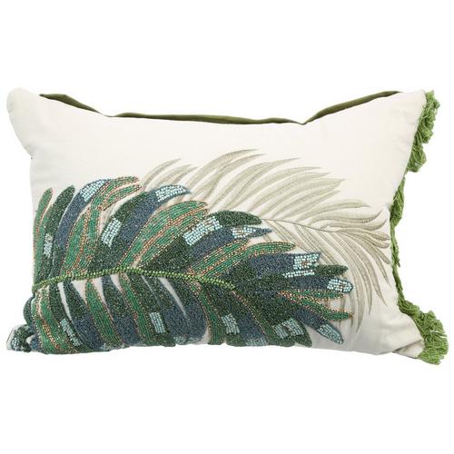 18x12 Tropical leaf Embroidered Decorative Pillow