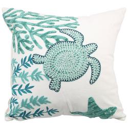 18x18 Embroidered Turtle Decorative Pillow