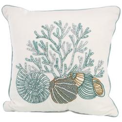 20x20 Embroidered Seashell Decorative Pillow