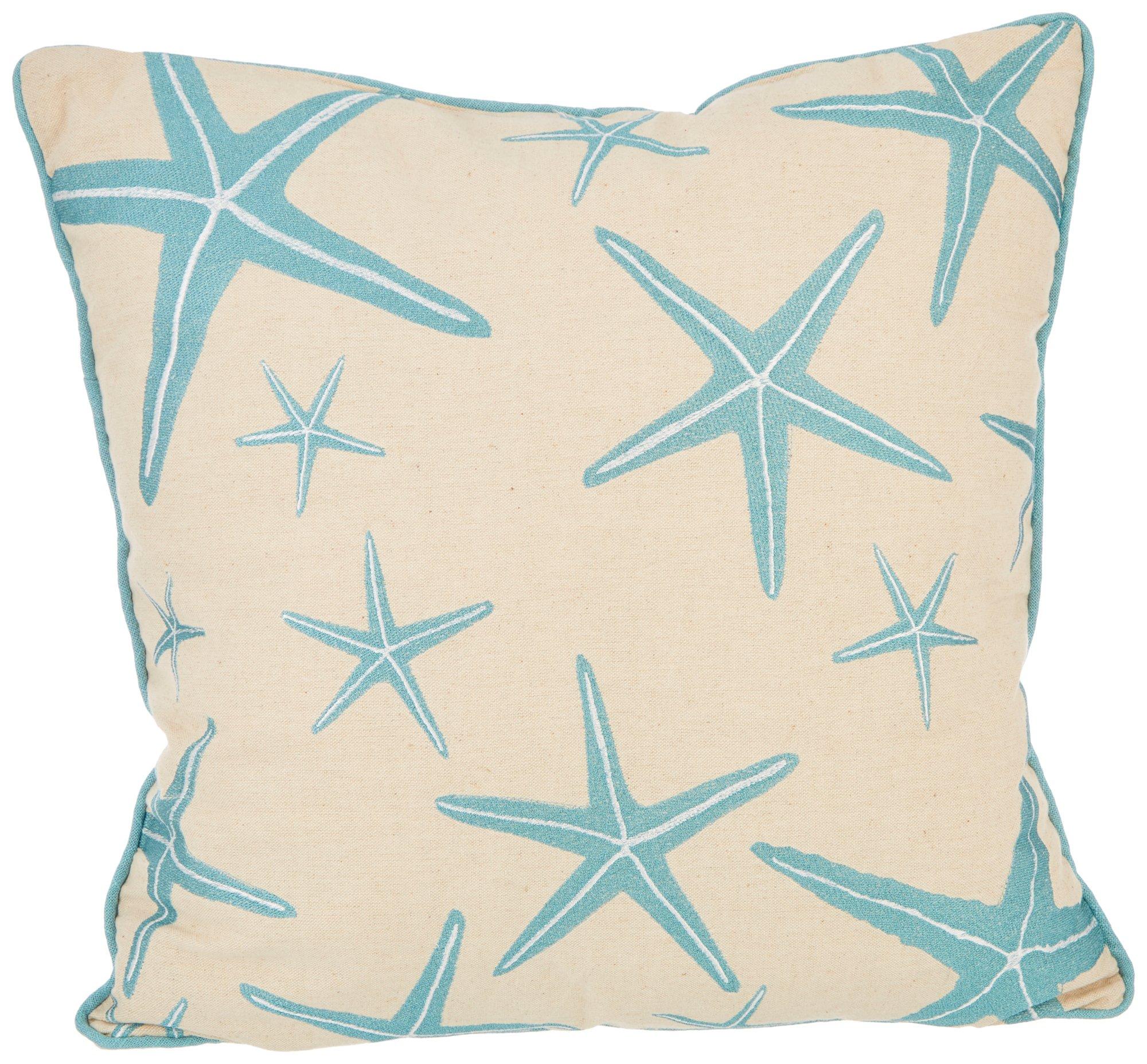 Arlee 18x18 Embroidered Starfish Decorative Pillow