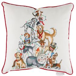 Arlee Christmas Dogs Embroidered Throw Pillow