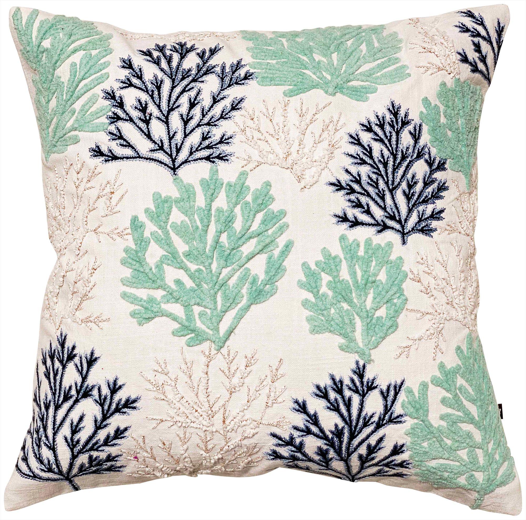 Satvik 22x22 Embroidered Coral Garden Decorative Pillow