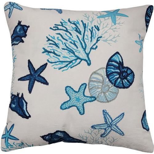 Cosmic Coral Shell Embroidered Decorative Pillow