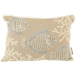14x20 Embroidered Fish Decorative Pillow