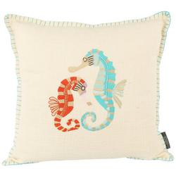 18x18 Embroidered Seahorses Decorative Pillow