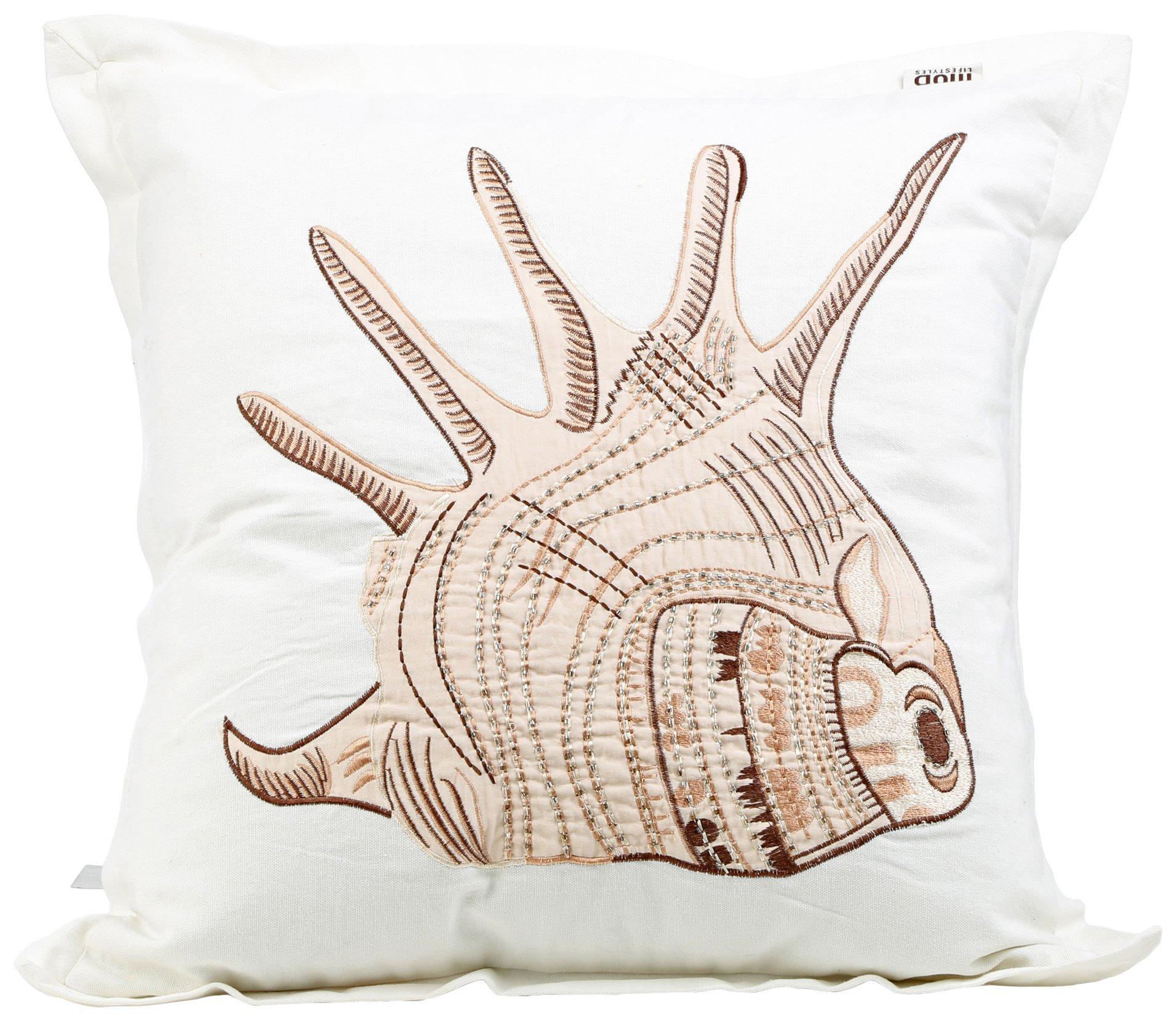 20x20 Embroidered Conch Shell Decorative Pillow
