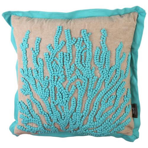 18x18 Embroidered Sea Coral Decorative Pillow