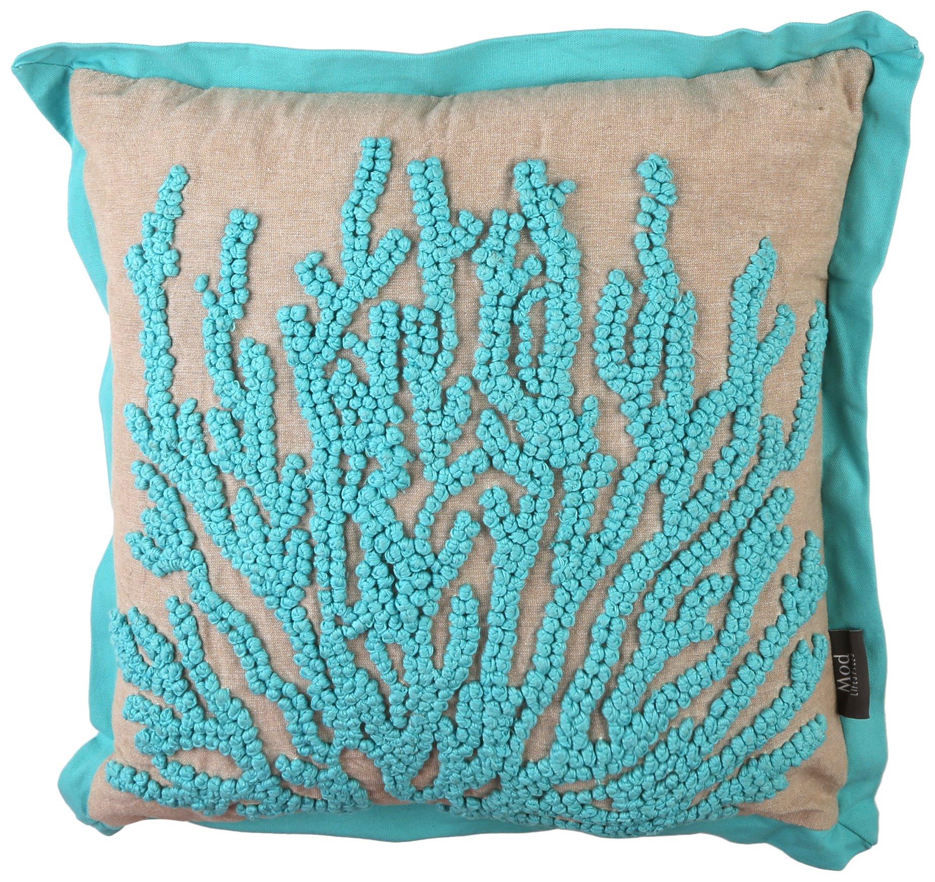 18x18 Embroidered Sea Coral Decorative Pillow