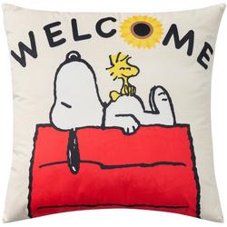 18x18 Peanuts Welcome Sunflower Decorative Pillow