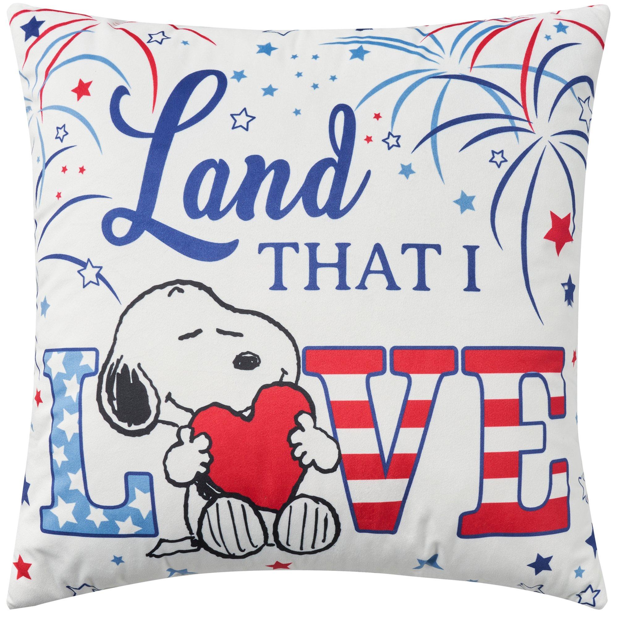 Nourison 18x18 Peanuts Land That I Love Americana