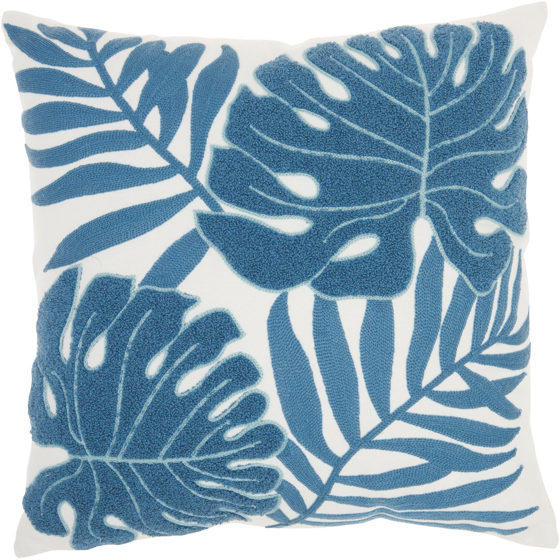 Photos - Pillow Nourison 18x18 Palm Leaf Embroidered Decorative  