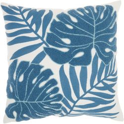 Nourison 18x18 Palm Leaf Embroidered Decorative Pillow