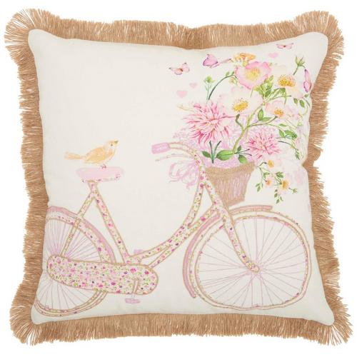 Mina Victory Flower Bike Decorative Pillow