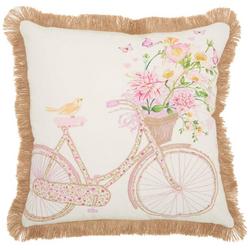 Flower Bike Decorative Pillow