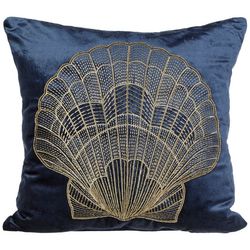 Coastal Home Scallop Embroidered Outdoor Decorative Pillow