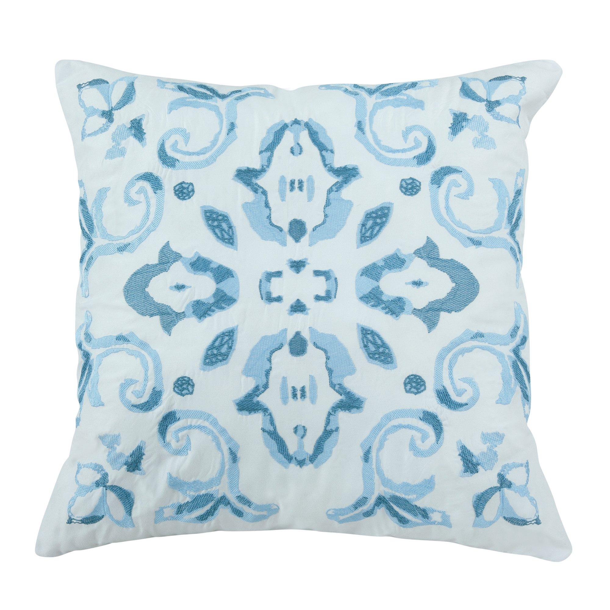 INK+IVY Kiran Embroidered Oblong Pillow in Blue