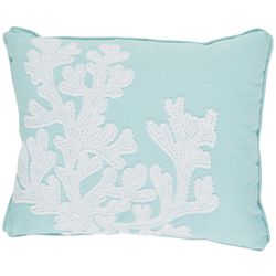 Saltwater Home Coral Crewel Stitch Decorative Pillow