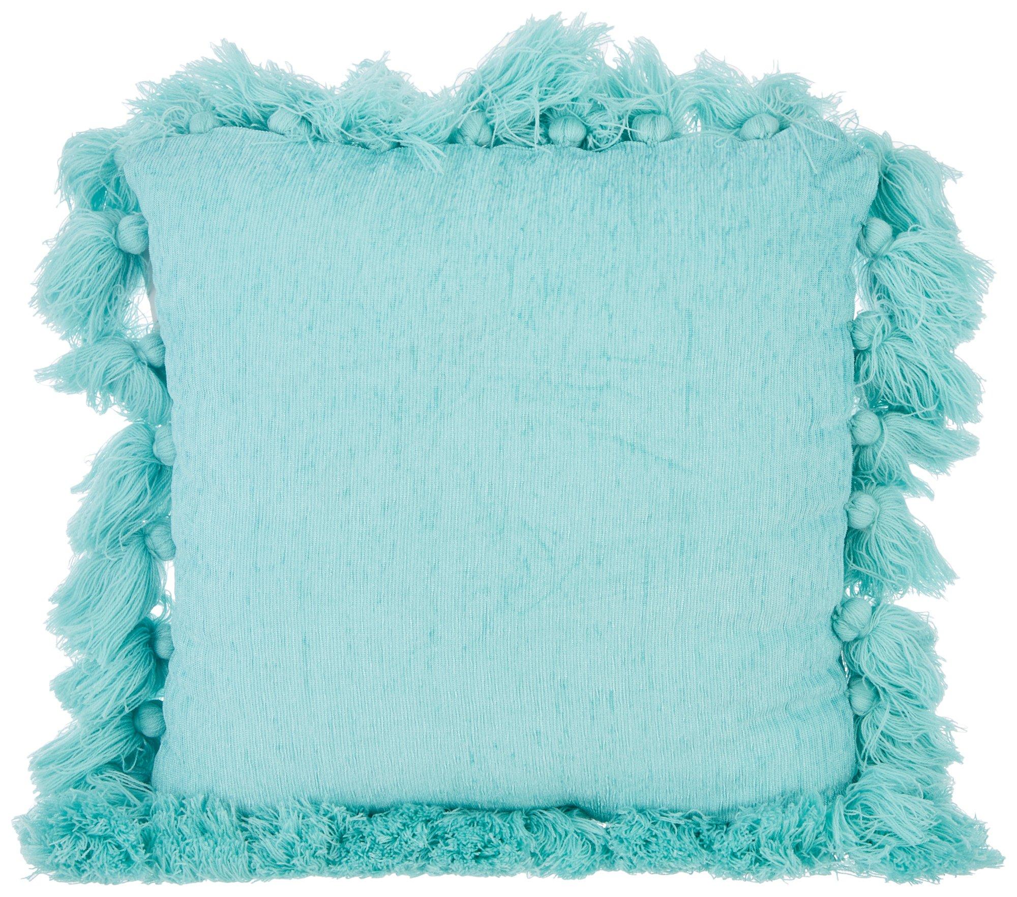 18x18 Solid Square Tassel Decorative Pillow