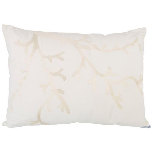 Coastal Home 14x20 Coral Embroidered Decorative Pillow