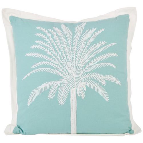 Coastal Home 18x18 Embroidered Palm Tree Decorative Pillow