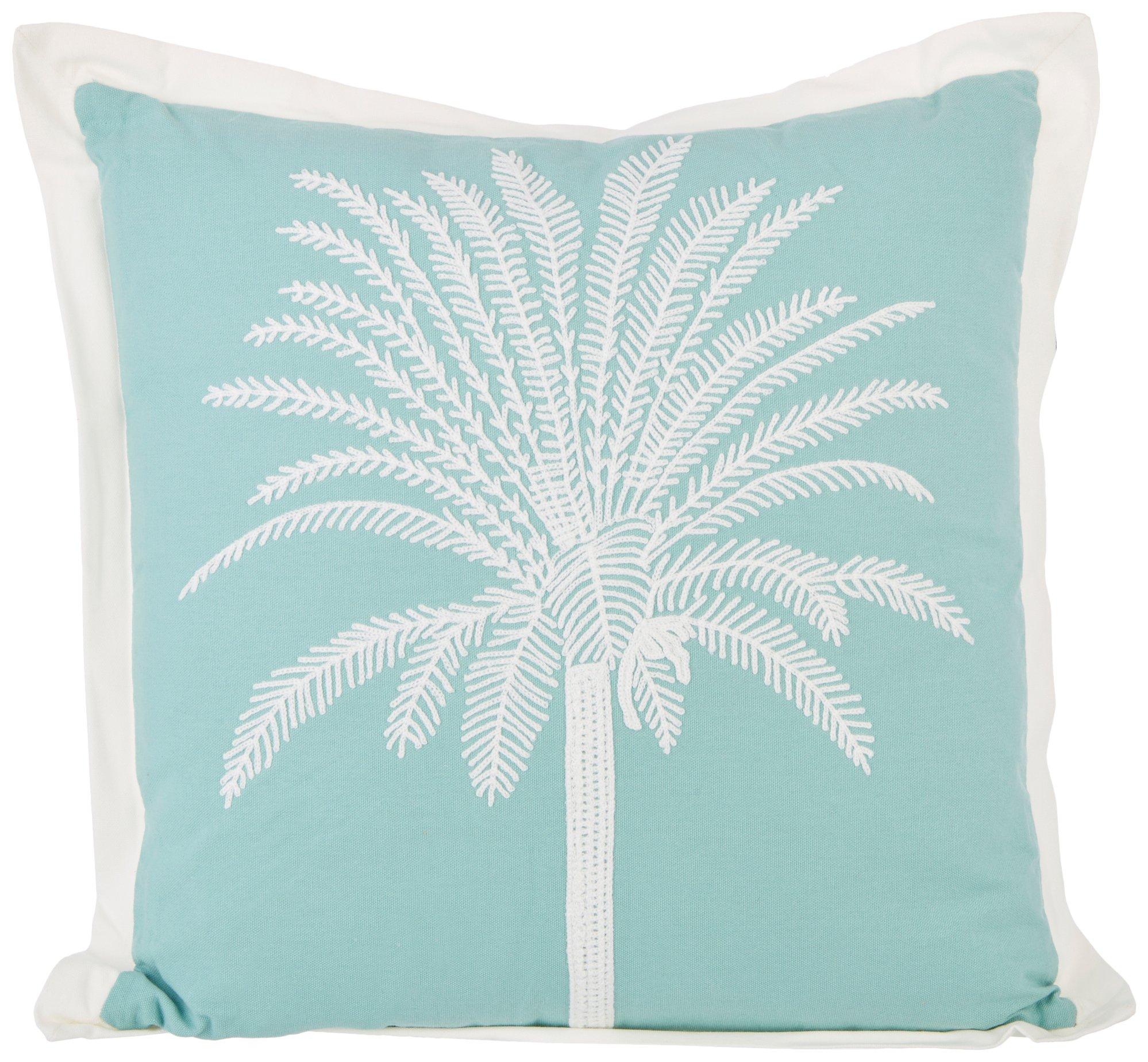 18x18 Embroidered Palm Tree Decorative Pillow