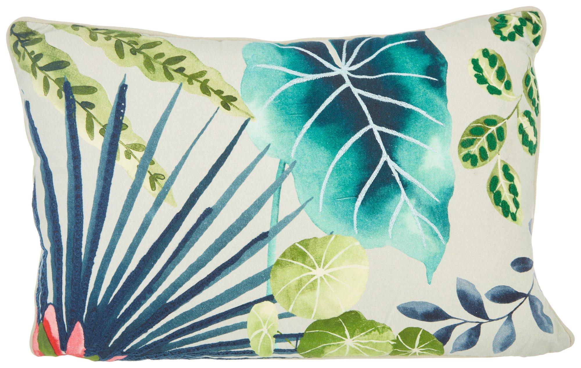 Coastal Home 14x20 Bold Tropical Leaves Decorative Pillow