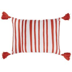 Red Pineapple 14x18 Embroidered Stripe Decorative Pillow