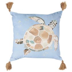Coastal Home 18x18 Embroidered Sea Turtle Decorative Pillow