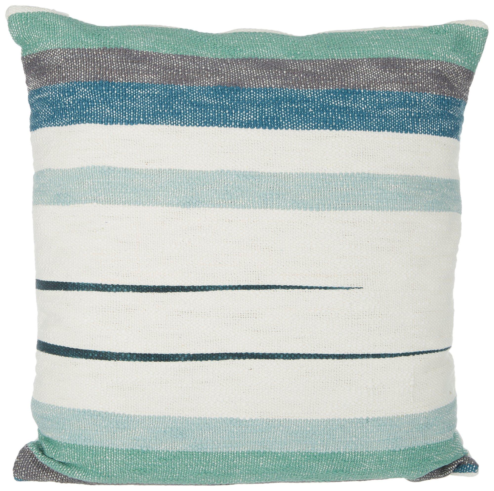 18x18 Striped Woven Decorative Pillow