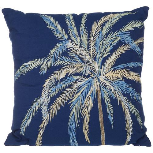 Coastal Home 18x18 Embroidered Palm Tree Decorative Pillow