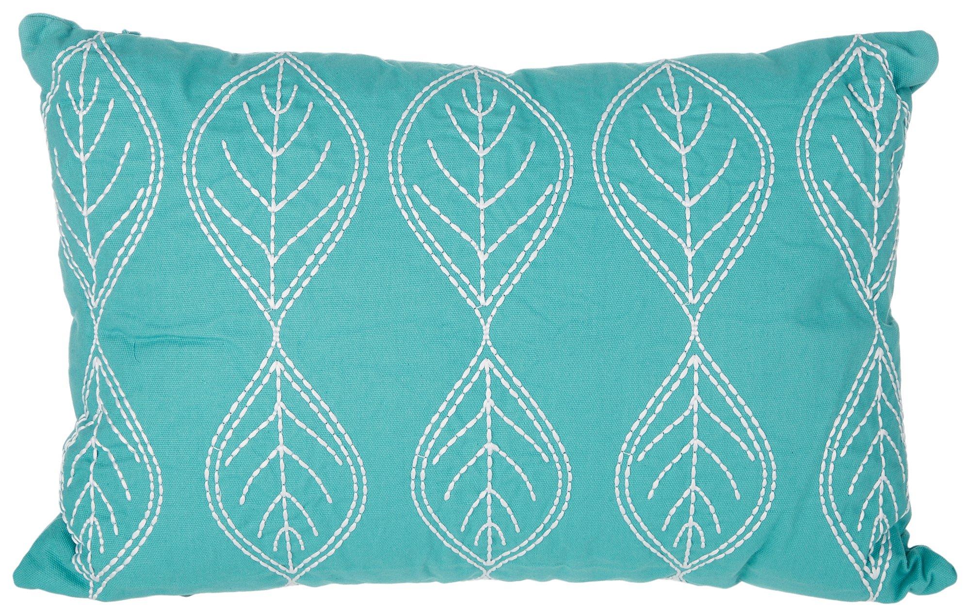 Coastal Home 14x20 Stitched Leaves Decorative Pillow
